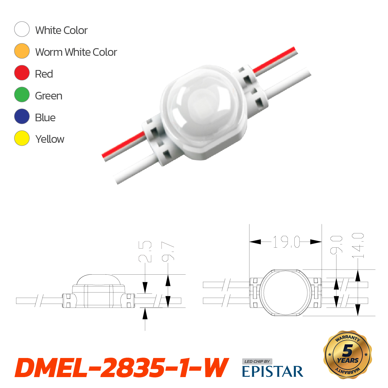 แอลอีดี โมดูล DMEL-2835-1-W EPISTAR