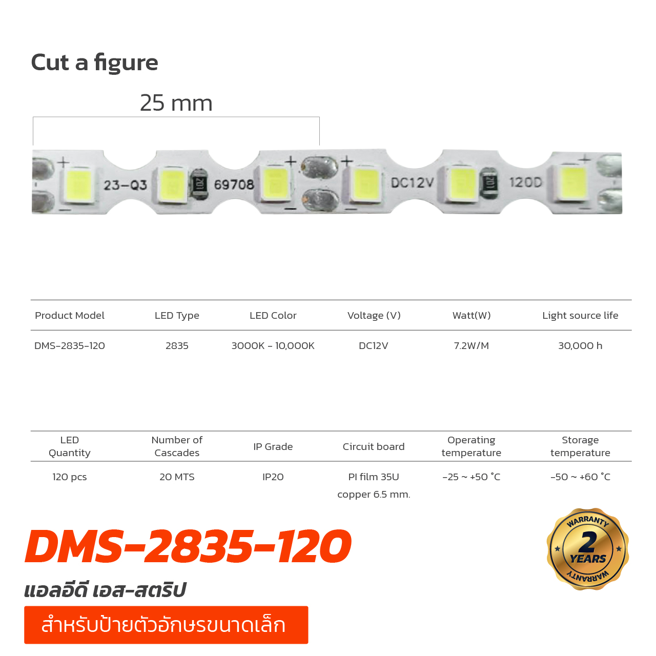 แอลอีดี เอส-สตริป DMS-2835-120
