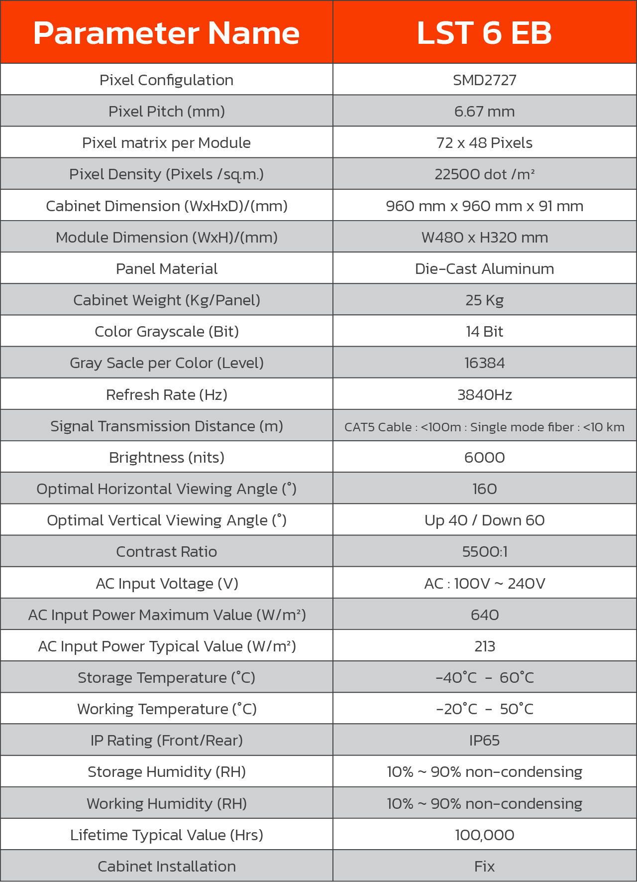 OUTDOOR FULL COLOR LST SERIES Die-Cast Aluminum LST 6 EB